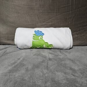 Mud Pie Prince Blanket White Blue Trim Green Frog Crown NEW WITH TAG